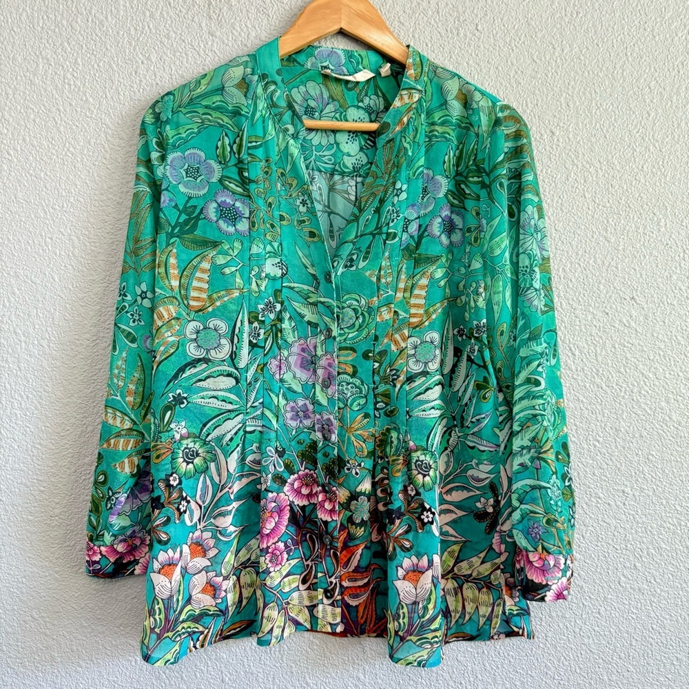 Soft Surroundings Luau Garden Top Size Petite Medium‎ EUC